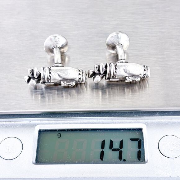 Vintage KENNETH COLE Golf Bag Cufflinks – Silver Plated - Gift For Men - Picture 6 of 7